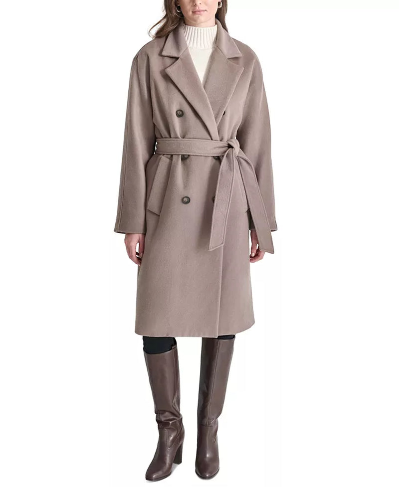 Women'S Double-Breasted Belted Wrap Coat