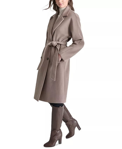 Women'S Double-Breasted Belted Wrap Coat