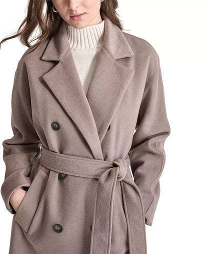 Women'S Double-Breasted Belted Wrap Coat