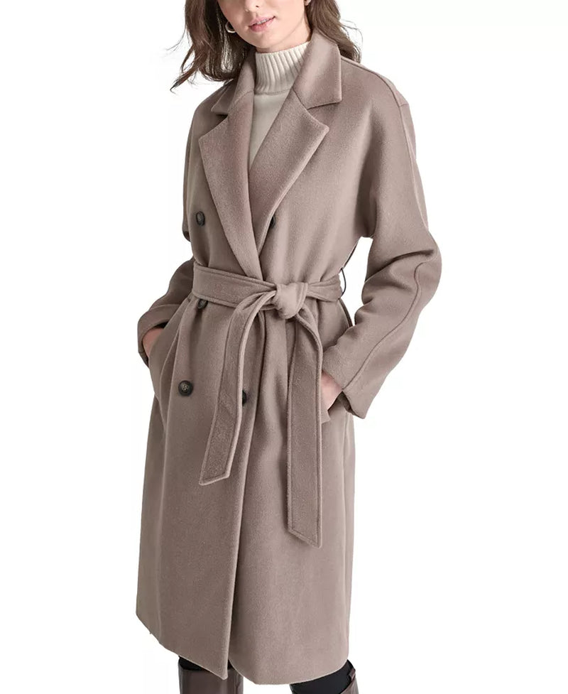 Women'S Double-Breasted Belted Wrap Coat